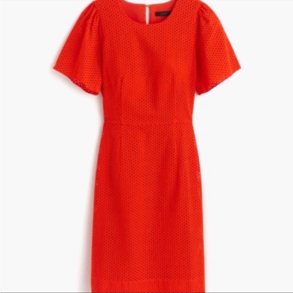 J. Crew Orange flutter sleeve sheath dress